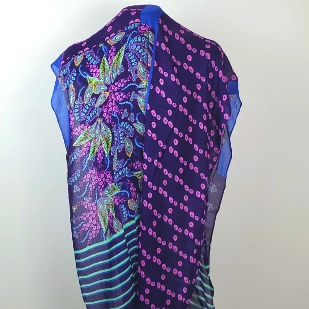 Vera Bradley Floral Multicolored Mixed Print Long Scarf 73” x 26”
